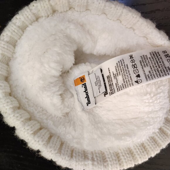 Timberland White Cable Knit Beanie - Picture 3 of 3
